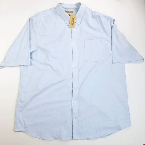 Duluth Size 2XL Tall Men Blue Oxford Style Short Sleeve Button Down Cotton Shirt - Picture 1 of 9